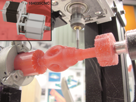 UNIMAT CNC 4 axis mill, mills a plastic model
